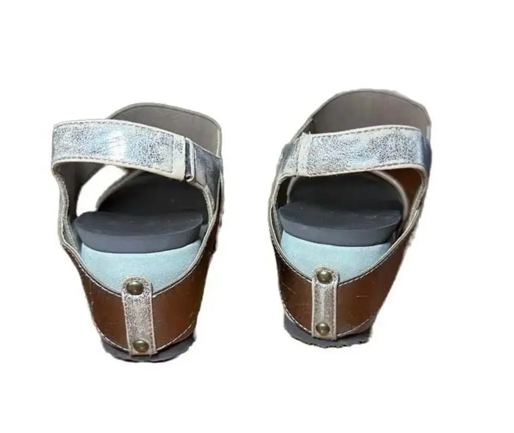 Axxiom Shoes for Life Metallic Platform Wedge Sandals‎